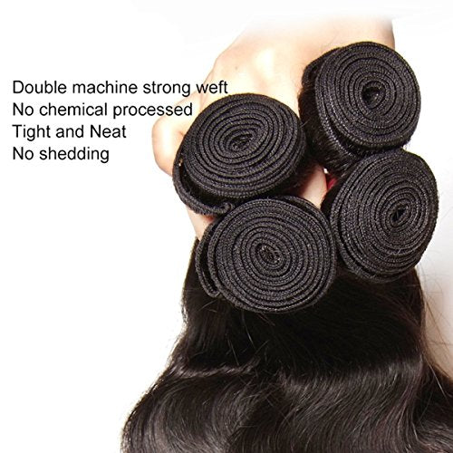 Beauty Forever Indian Body Wave Hair 3 Bundles Hair Extensions 100% Unprocessed Human Virgin Hair Weaves Natural Color 95-100g/pc (8 10 12)