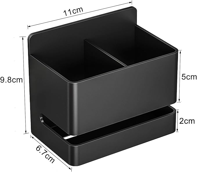 Aluminum Electric Toothbrush Holder - Bathroom Wall Mounted Toothbrush Holder (Black, Double Slot)
