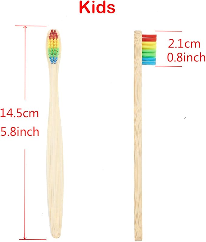 SEVENHEAD 10 PCS Kids Bamboo Toothbrushes Soft Bristles Wooden Toothbrushes, Natural Biodegradable BPA Free Eco Friendly Toothbrushes Colorful