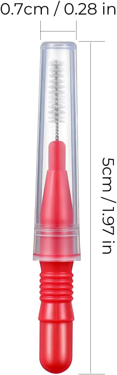 ARTIBETTER 50pcs Interdental Brushes for Braces Floss Brushes for Teeth Toothpick Oral Flossing Head Teeth Cleaning Tool 3mm Red