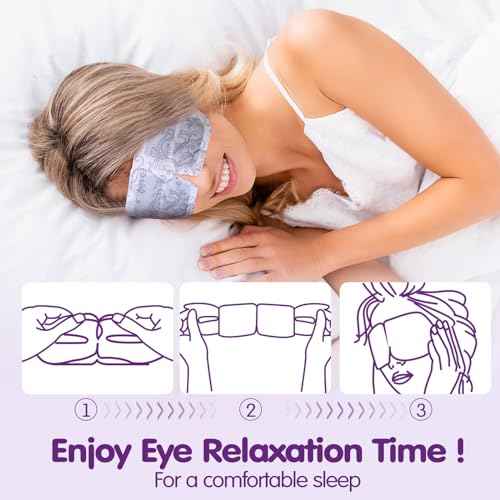 60 Pcs Disposable Steam Eye Mask Bulk for Dry Eyes Self Heating Eye Mask for Spa Sleep Warm Compress Stress Dark Circle Relief Puffiness and Relaxation Gifts (Lavender)