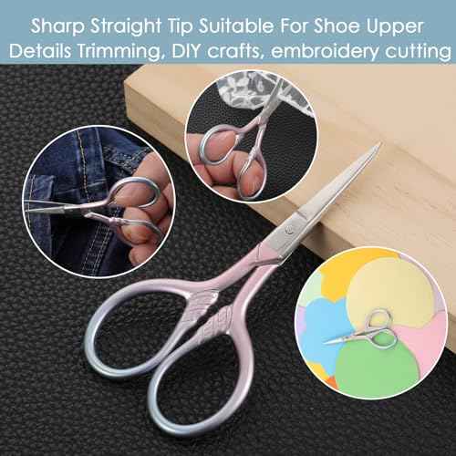 Facial Hair Small Grooming Scissors for Men Women, 3.5inch Small Precision Scissors, Safety Scissor with PU Sheath for Facial Hair, Eyebrow, Eyelash, Beard, Moustache