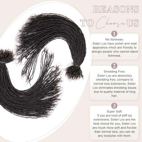 Originea 8-18 Inch 0.1 and 0.2 0.4 Thickness Curly Tips Interlocked sister Locs 100% Real Human Hair Micro loc Extensions Permanent Dreadlock Extensions (1B# 0.2cm, 10 Inch 70 Strands)
