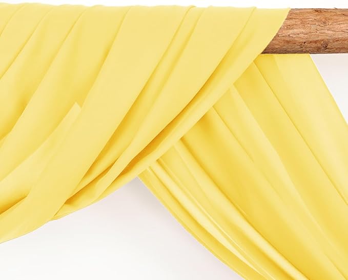 Wedding Arch Draping Fabric 30'' x 18FT Sheer Chiffon Arch Drape Backdrop 1 Panel Yellow Drape for Easter Bridal Shower Baby Shower Photo Booth Church Decor Birthday Party Outdoor Decoration