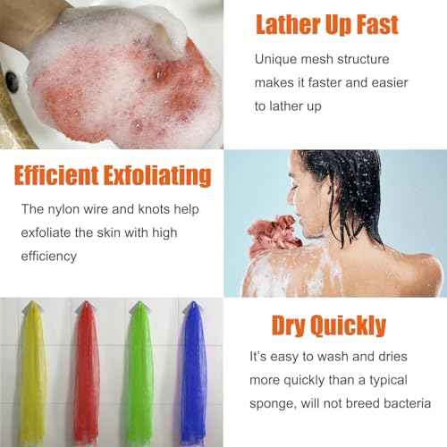 Unifab African Net Sponge Authentic Real African Exfoliating Net Bath Sponge Wash Cloth Exfoliating Washcloth African Net Cloth Body Scrubber for Shower Pink