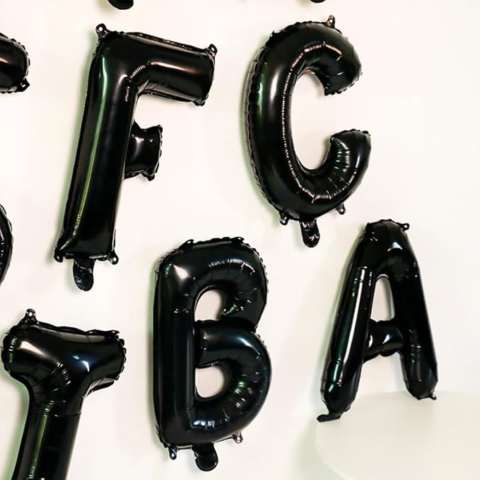 Letter Balloons 16 Inch Mylar Foil Alphabet Balloon Letter A-Z Black Balloons Set for Wedding Birthday Party Decoration Banner 26pcs (black)
