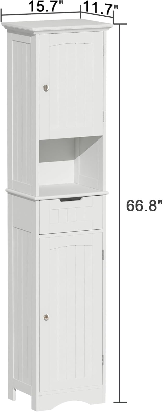 ChooChoo 67" Tall Bathroom Storage Cabinet Freestanding with Adjustable Shelves, Narrow Storage Linen Cabinet with 2 Doors and 1 Drawers for Bathroom, Living Room, Kitchen, White