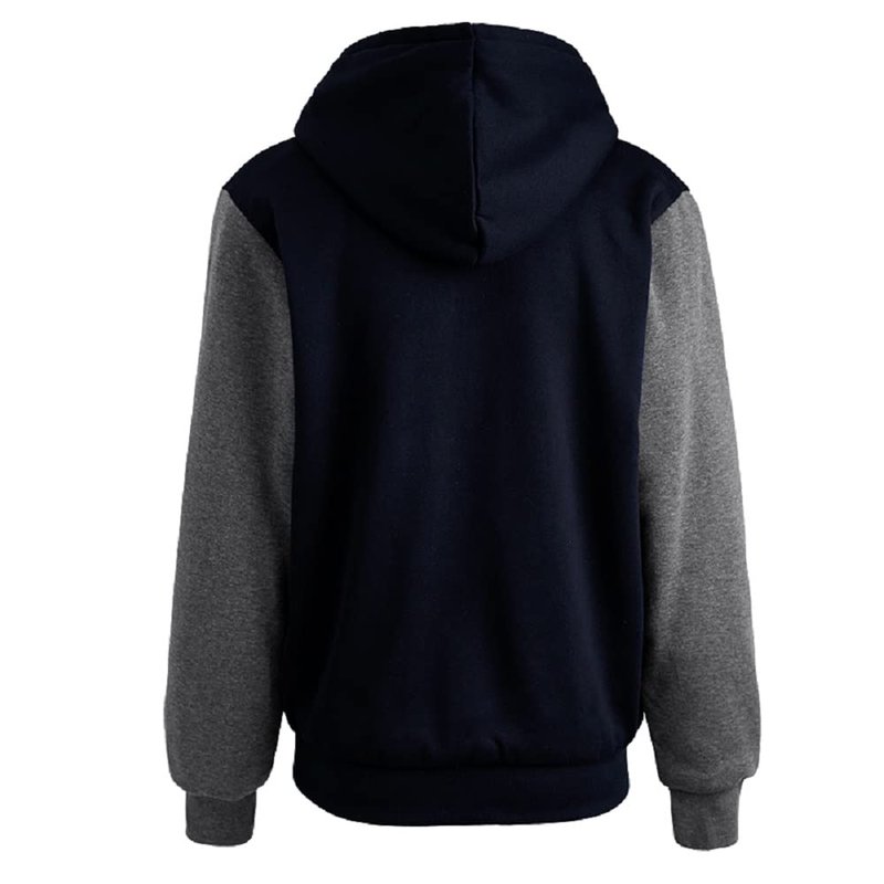 Facitisu Men Zip Up Hoodie Heavyweight Thick Fleece Coat Sherpa Lined Jacket Winter Warm Sweatshirts Navy Grey XL