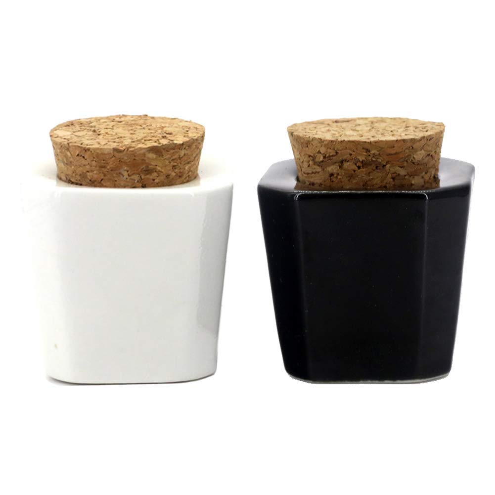 2pcs Black and White Porcelain Nail Art Acrylic Dappen Dish Liquid Powder Container Case Bottle Holder Nail Beauty Acceesories