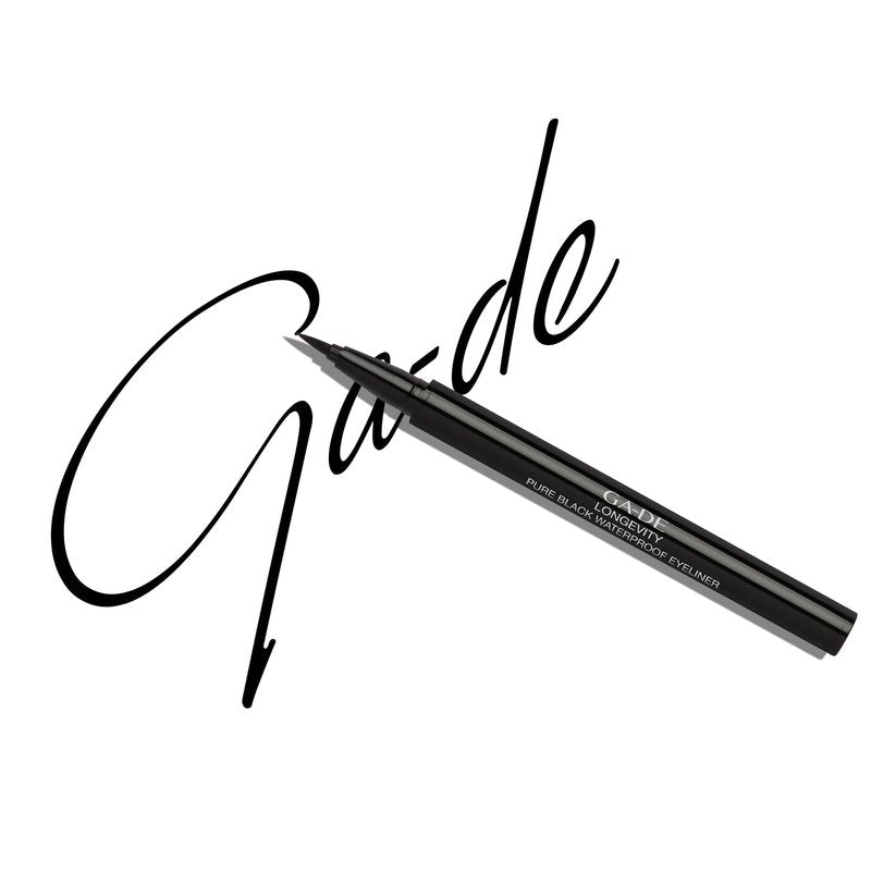 GA-DE Longevity Pure Waterproof Eyeliner - Fast-Drying, Liquid,Smudge Proof Eyeliner - Made with Super-Flex Brush for Precise Application - 0.01 oz