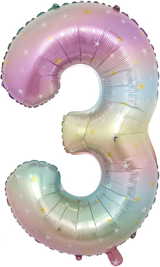 40 inch Rainbow Star Gradient Colorful Big Size Number Foil Helium Balloons Birthday Party Celebration Decoration Large globos (40 inch Rainbow Star 3)