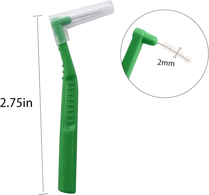 Angzhili 25 Pcs Interdental Angle Brushes,Reusable Dental Cleaners,Oral Dental Hygiene Brush,Dental Toothpick Floss for Braces,Tooth Cleaning Tool (Green)