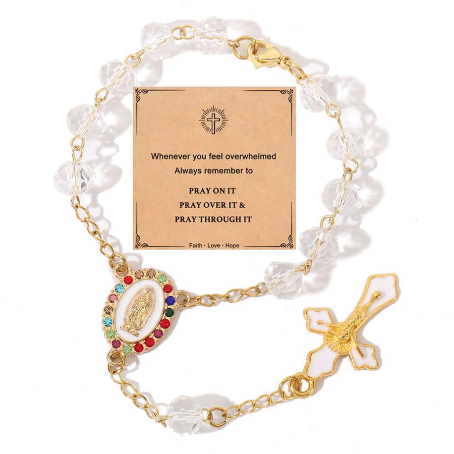 Car Mirror Hanging Accessories,Cross Rosary for Car Mirror Hanging,Catholic Religious Gifts for Women Men,Wedding Favors Baptism