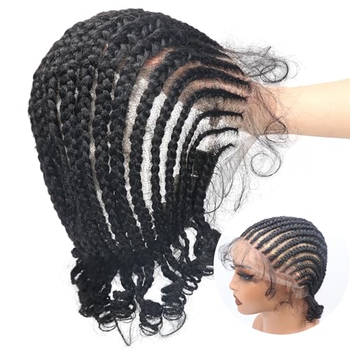 DIY Cornrow Box Short Braided Wigs for Black Women On-Trend Knotless Hand Tied HD Full Lace Boho Braid Wig with Baby Hair Premium Synthetic African American 9¡¯¡¯ Seamless Blending Unique Look