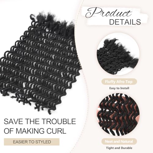 DAIXI Curly Wave Loc Extensions Human Hair, 100% Real Human Hair Dreadlock Extensions for Man/Women Handmade Permanent Dread Extensions Can Be Dyed Bleached Twisted (0.4cm, 1B, 10 Inch 30 Strands)