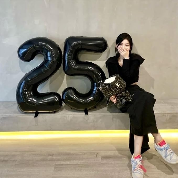 40 inch Black 5 Number Balloon Giant Foil Helium Balloons Black Large Digital Balloon 5 Number 5 Balloons for 5th Birthday Party Decorations Anniversary Events Decoration Supplies