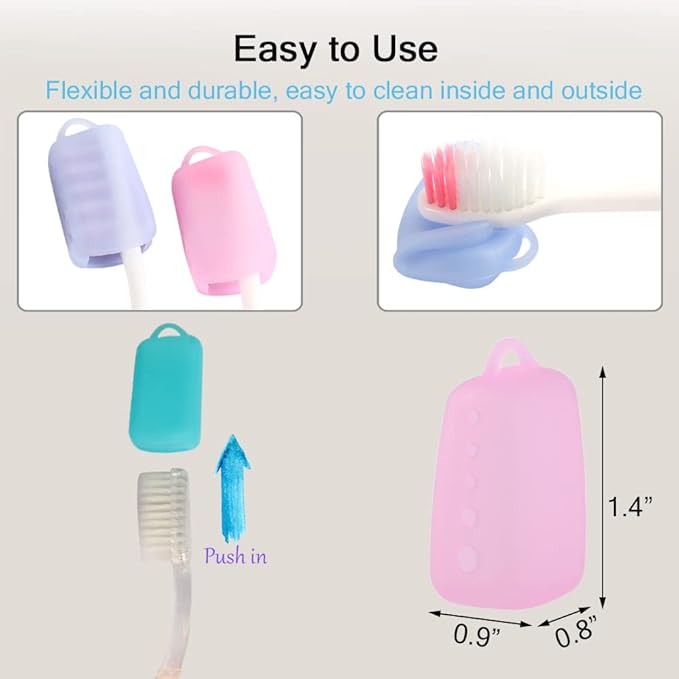 V-TOP Electric Toothbrush Head Cover, 5 Pack Toothbrush Covers Caps for Travel, Silicone Portable Tooth brush Pod Case Protector for Home and Outdoor
