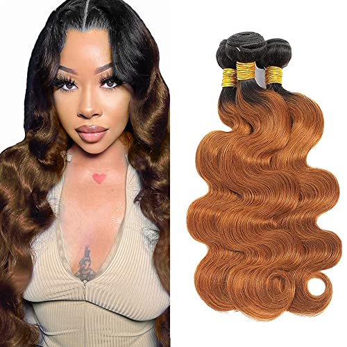 Color #30 Human Hair Bundles Ombre Body Wave Bundles 26 28 30 inch 1B/30 Human Hair Bundle Brown Body Wave Bundle