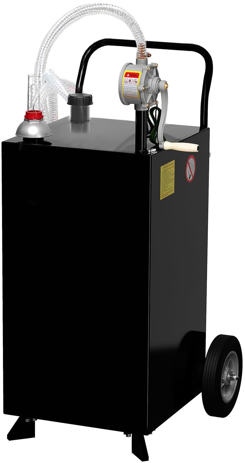 GarveeTech 45 gal Fuel Caddy,Fuel Storage Tank with Manual Transfer Pump,Gasoline Diesel Fuel Container for Cars, Lawn Mowers, A