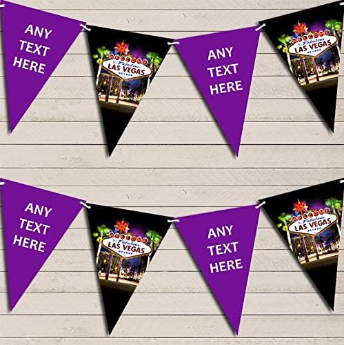 Purple Las Vegas Personalized Birthday Party Bunting - Hanging Party Decoration - Birthday Party Banner Garland | Decorative Party Supplies