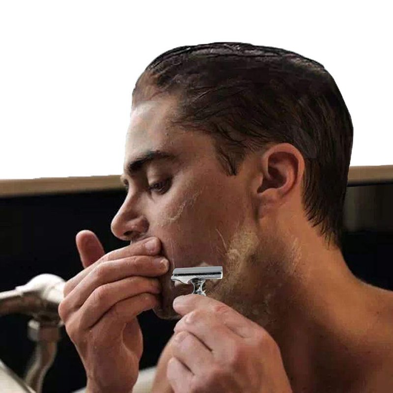 Jolitac Wet Shaving Kit For Men - Badger Hair Shaving Brush, Stainless Steel Bowl Mug, Double Edge Safety Razor, Men's Safety Razor Grooming Gift Set (Silver)