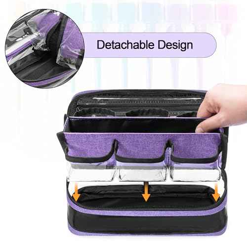 BAFASO Small Clear Nail Polish Organizer Case Holds 12 Bottles (15ml - 0.5 fl.oz), PVC Nail Polish Storage with a Removable Inner Pouch (Bag Only), Purple (Patented)