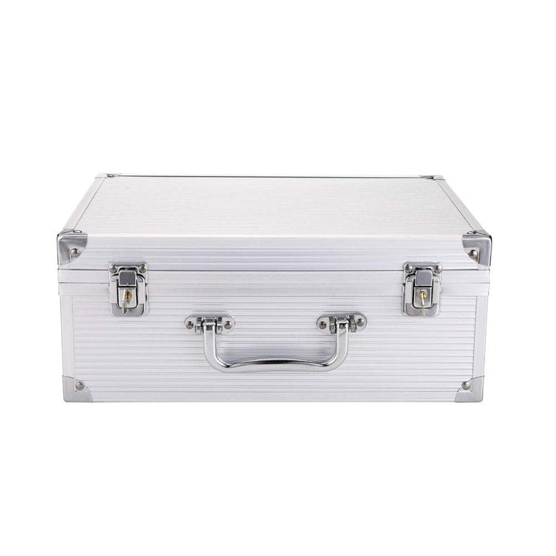 Tattoo Kit Box,Tattoo Case Organizer 12.6" x 9.5" x 5.1" W/Lock Machine Carrying Case,Aluminum Alloy with Sponge for Tatto Machine Box(silver)
