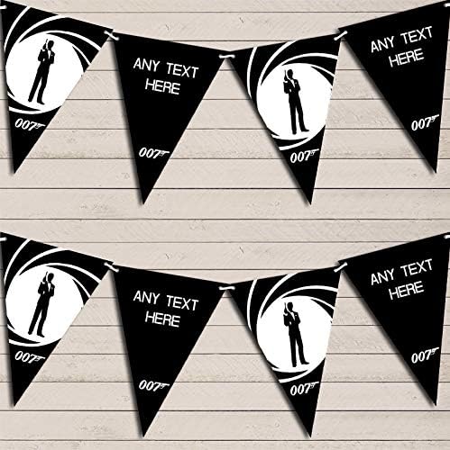 James Bond White Black Personalized Birthday Party Bunting - Hanging Party Decoration - Birthday Party Banner Garland | Decorative Party Supplies