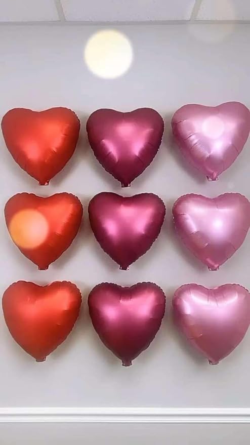 Lovoir 12 Pcs Red Heart Shape Foil Mylar Balloons 18 Inch Love Balloons for Valentine's Day Birthday Party Decorations Wedding Engagement Romantic Decor(Metallic Color)
