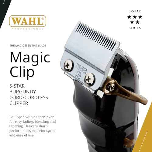 Wahl Professional 5 Star Magic Clip Cordless Clipper Stagger Tooth Blade Includes Attachments 100 Min Runtime 4 Colors