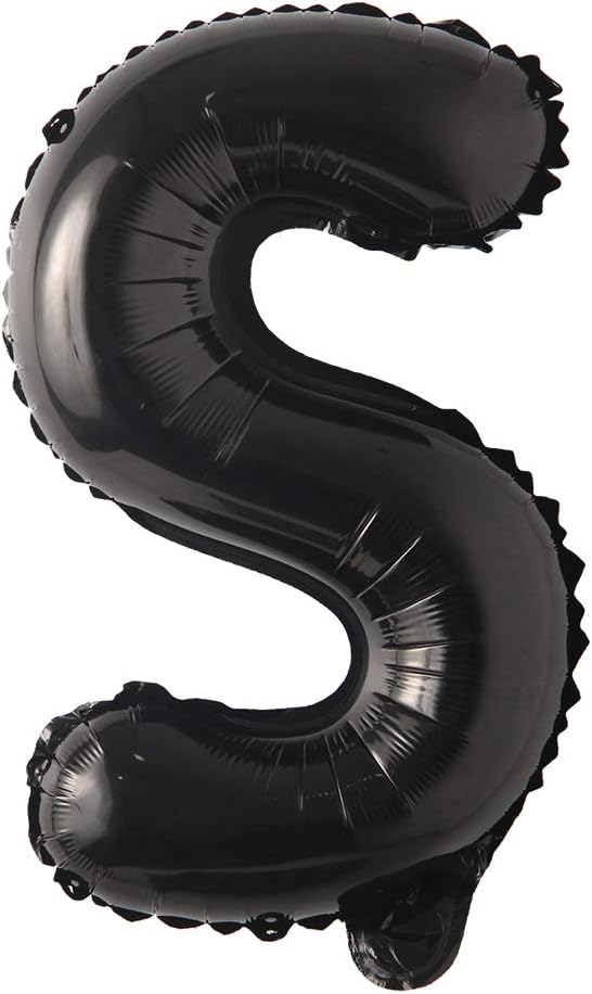 Black 28 inch Letter Balloons Alphabet Number Balloons Foil Mylar Party Wedding Bachelorette Birthday Bridal Baby Shower Graduation Anniversary Celebration Decoration (Can not Float) (28 inch Black S)