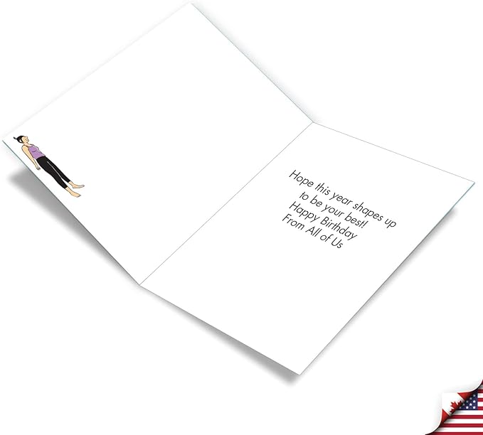 NobleWorks Jumbo Hilarious Birthday Greeting Card From Us 8.5 x 11 Inch with Envelope (1 Pack) Big, Jumbo Bday Midlife Yoga Poses J7312BDG-US