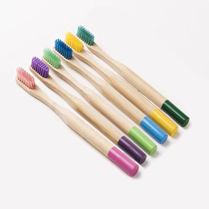 TEHAUX 6PCS Toothbrush with Soft Bristles Ergonomic Anti-Slip Handles in Colors for Oral Care and Complete Teeth Cleaning