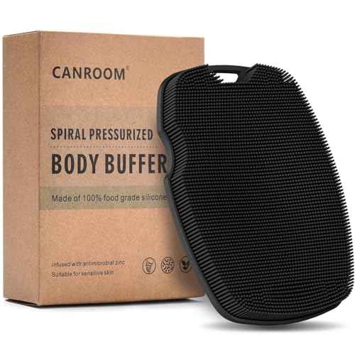Silicone Body Scrubber - Anti Zinc Infused-Highly Elastic Bristles Exfoliating Body Scrubber for Shower Body,Cellulite Reduction,Blood Circulation- Black