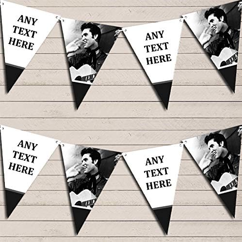 Elvis Presley White & Black Personalized Birthday Party Bunting - Hanging Party Decoration - Birthday Party Banner Garland | Decorative Party Supplies