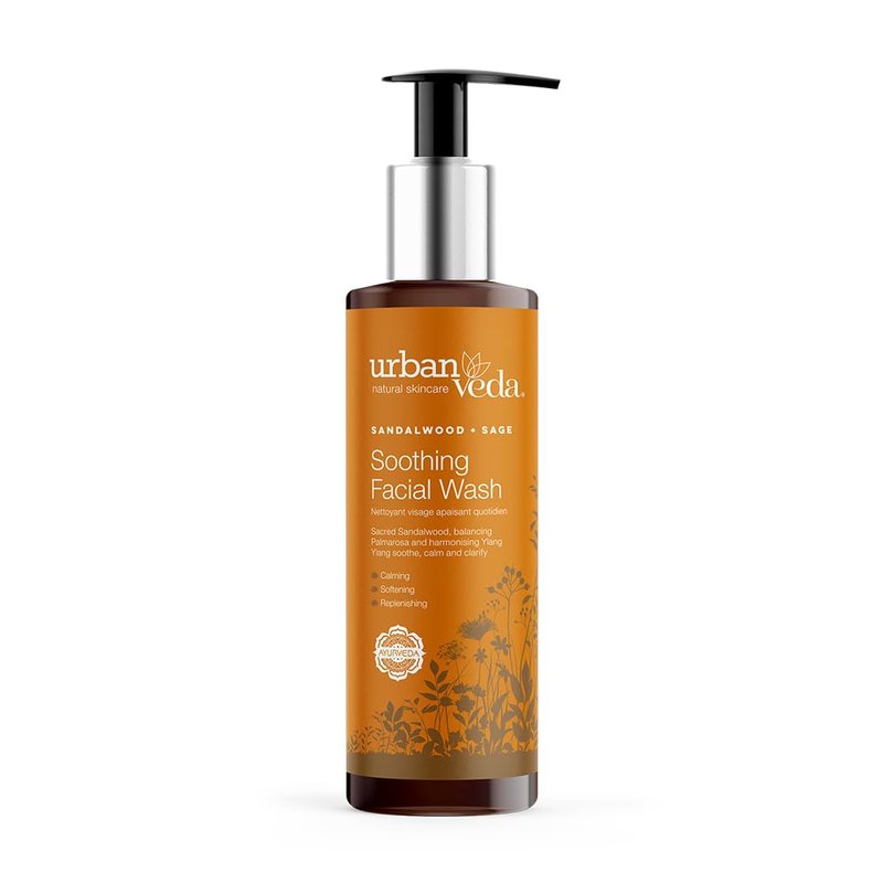 Urban Veda Soothing Facial Wash | Gentle Face Cleanser with Sandalwood Botanics | Moisturizing Face Wash for Dry Skin | For Mature & Inflamed Skin| Sensitive Skin Face Wash for Women & Men| 5.01 Fl oz
