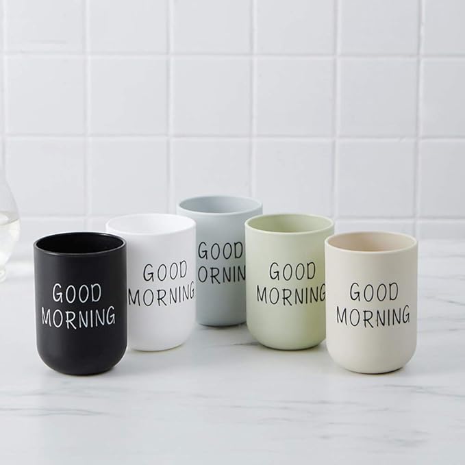 Toothbrush Cup, Plastic Tumbler Cup, Reusable Unbreakable Lightweight Good Morning Cups, Toothbrush Holder for Home Travel Bathrooms Counter Organizer (Color:Black)