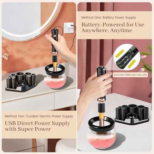 Electric Makeup Brush Cleaner and Dryer Machine - Super Fast Clean and Dry Make Up Brushes - Automatic Cosmetic Brush Spinner Washer Tools
