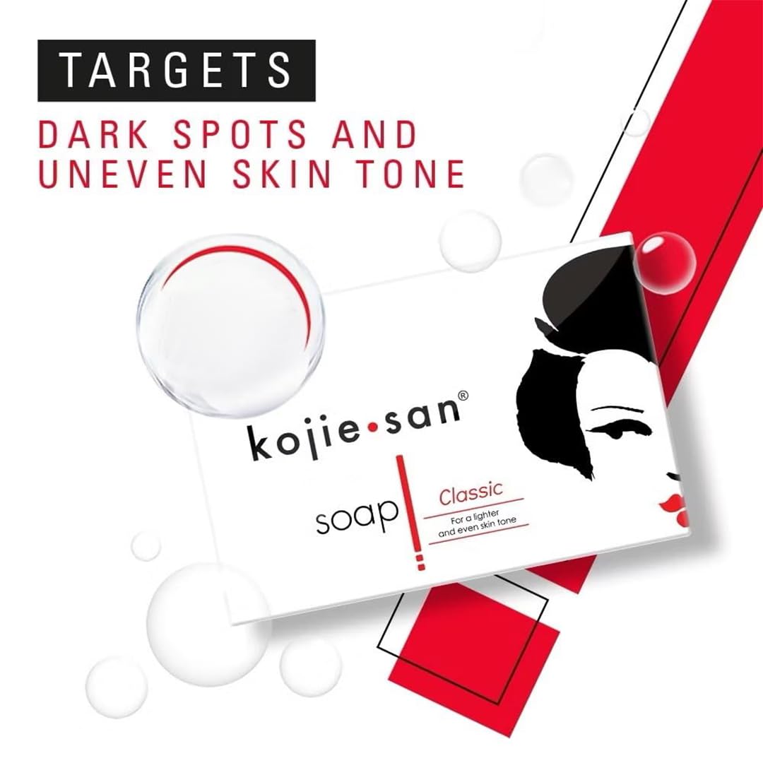 Kojie San Skin Brightening Soap - Original Kojic Acid Soap that Reduces Dark Spots, Hyperpigmentation, & Scars with Coconut & Tea Tree Oil - 135g x 3 Bars