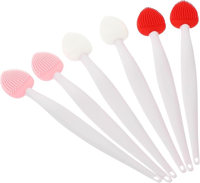 6Pcs Lip Exfoliating Nose Scrub Brush Soft Skin Friendly Facial Cleansing Tools for Daily Use Travel Salon Parties Comfortable Handle for Gentle Cleaning