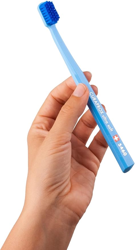 Curaprox CS 5460 Ultra-Soft Toothbrush for Adults with Ultra-Fine Filaments and Compact, Slightly Angled Toothbrush Head for Improved Tooth and Gum Health, Assorted Color