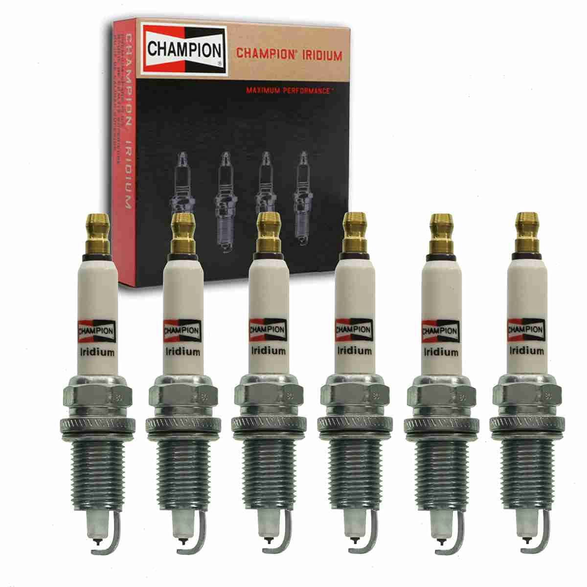 6 pc Champion Iridium Spark Plugs compatible with Jeep TJ 4.0L L6 1997-2006