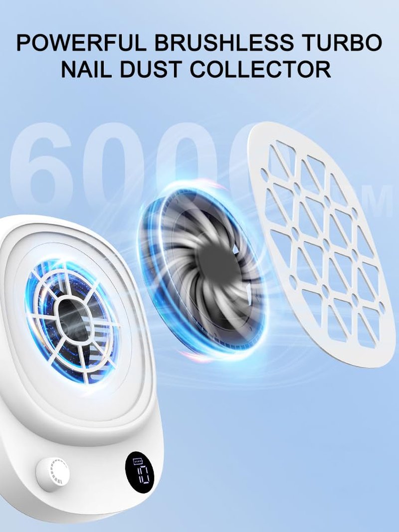 Neaphy Rechargeable Nail Dust Collector Nail Tech, Compact Vacuum Fan Dust Collector for Nails, Cordless Dust Suction Machine Manicure Pedicure Tool for Acrylic Nail Polishing, 30PCS Filter Papers