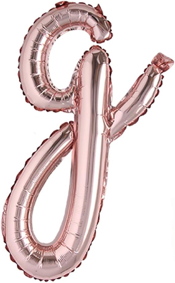 18 Inch Rose Gold Happy Birthday Balloons - Lowercase Letters Handwriting Style, Birthday Party Decoration