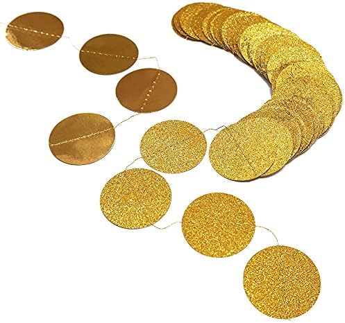 Cheerland Gold Circle Garland Gold Party Decorations Hanging Dot Banner Streamer Backdrop Decor Wedding Birthday Bday Bridal Baby Shower Bachelorette Ramadan EID Graduation New Year NY Party Supplies