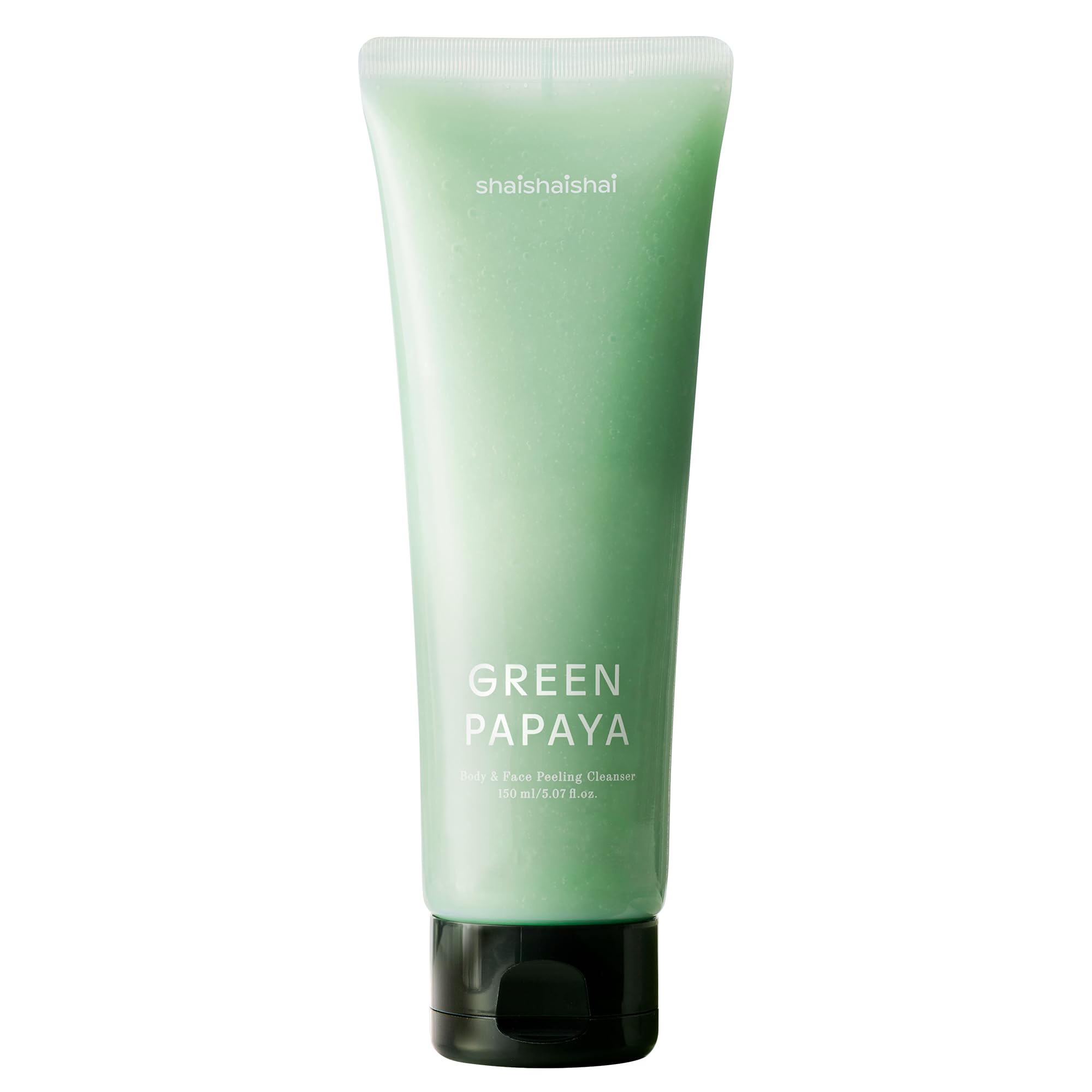shaishaishai GREEN PAPAYA Body & Face Peeling Cleanser, Papaya Enzyme Exfoliator, Gentle AHA & BHA for Deep Cleansing, Soothing 10% Centella Asiatica, Removes Blackheads, 5.07 Fl Oz