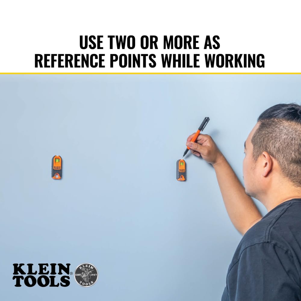 Klein Tools MSF1002 Magnetic Stud Finder and Level, Compact, Wood and Metal Detector with Bubble Vial for Accurate Markings, Felt Pad Backing, 2-Pack