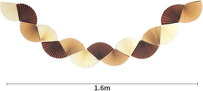 Coffee Paper Fan Garland - Paper Fan Garland Party Decorations - Perfect for Birthday Parties, Holiday Decorations, Family Gatherings, Weddings and More (Coffee)