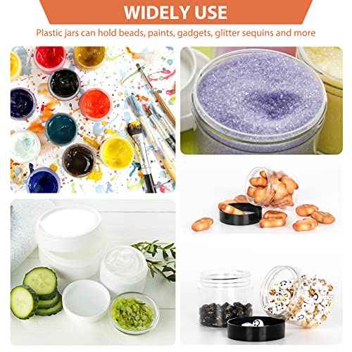 50pcs 2 oz Clear Plastic Round Jars with Black Lids, 2oz 60ml Leak-Proof Wide-Mouth Cosmetic Storage Containers for Kitchen Use, Beauty Products, Cream, Scrubs, Bath Salt and More