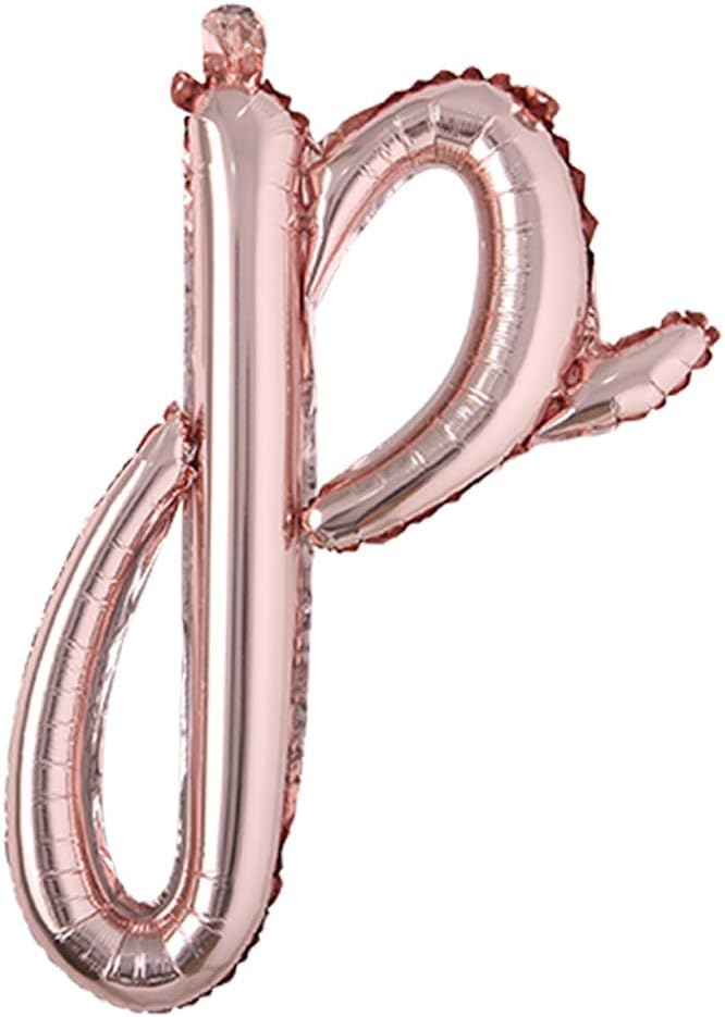 18 Inch Rose Gold Happy Birthday Balloons - Lowercase Handwriting Style Letters for Party Decoration (18 Inch Rose Gold P)
